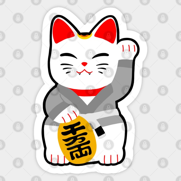 Jiu jitsu maneki neko bjj white belt Sticker by sivelobanova